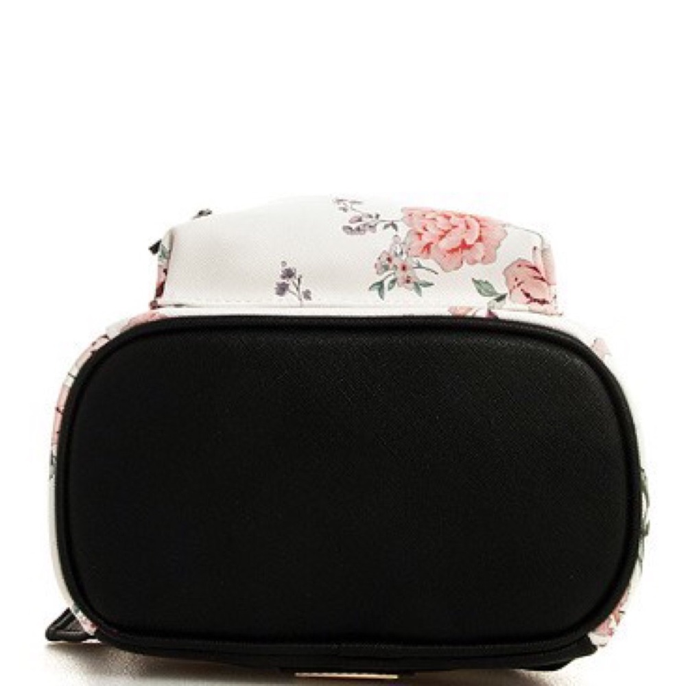 White/Black Floral Mini Bacpack - Picture 6 of 6